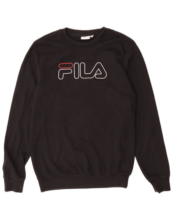 Fila Herre Grafisk Sweatshirt Jumper Lille sort bomuld