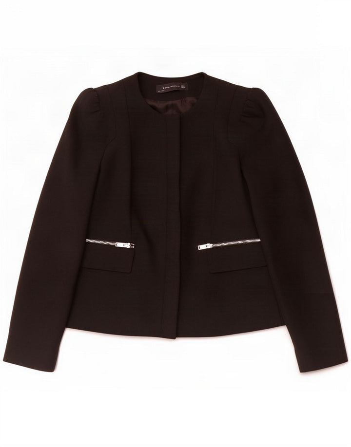 Zara Dame Blazer Jacket UK 10 Small Black Polyester