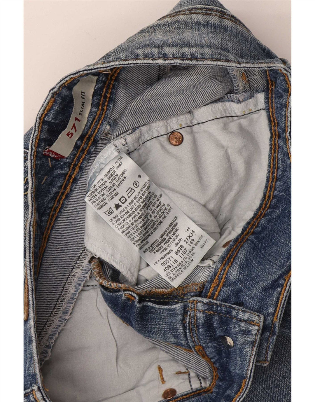 Levi's Dame 571 Slim Jeans W27 L34 Blå Bomuld