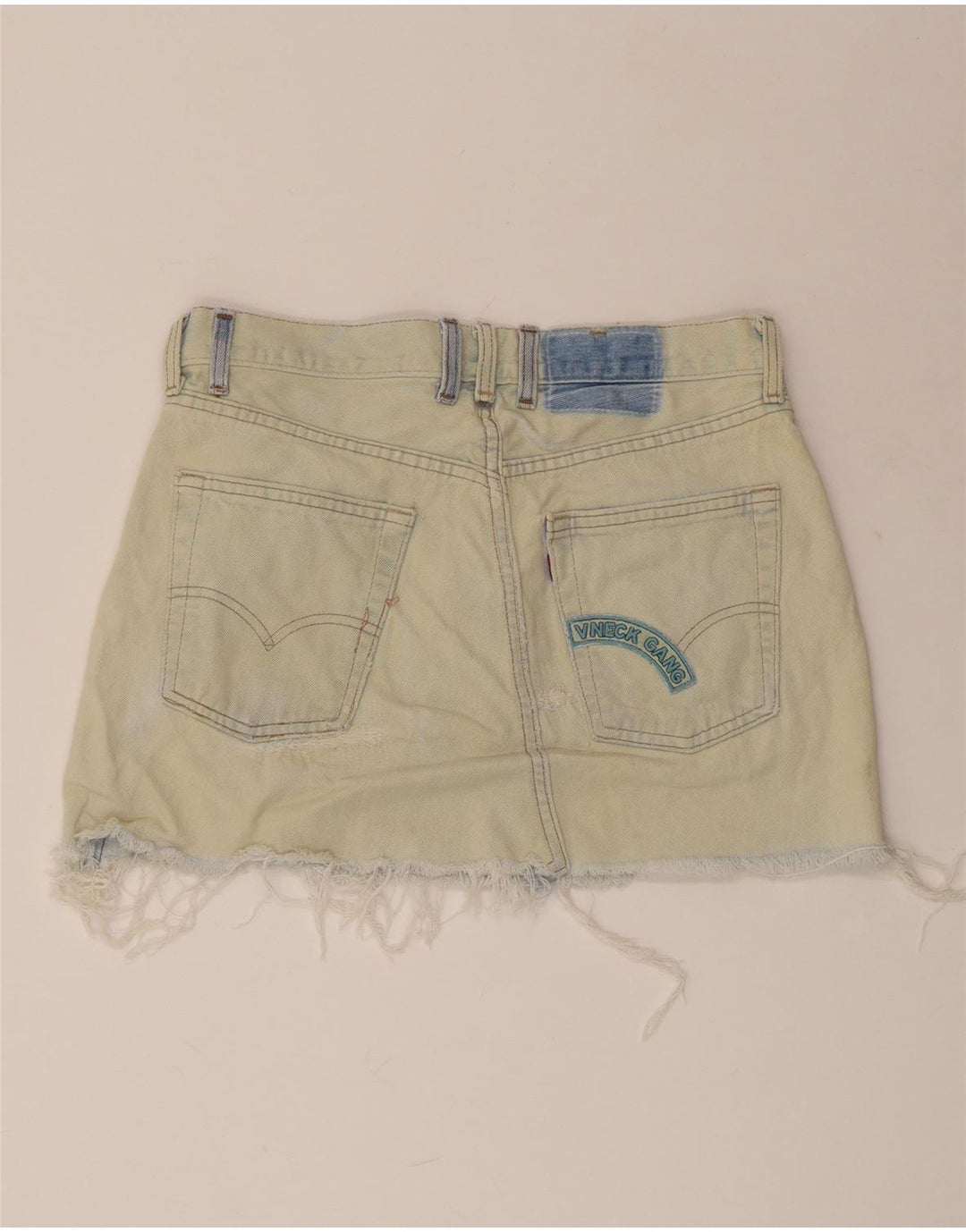 LEVI'S Dame Distressed Mini Denim Nederdel W28 Medium Blue Bomuld