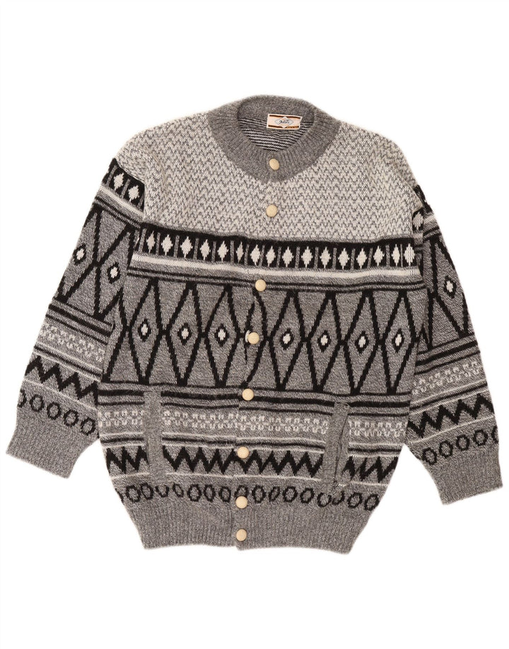 Vintage herre cardigan sweater Large Grey Argyle/Diamond