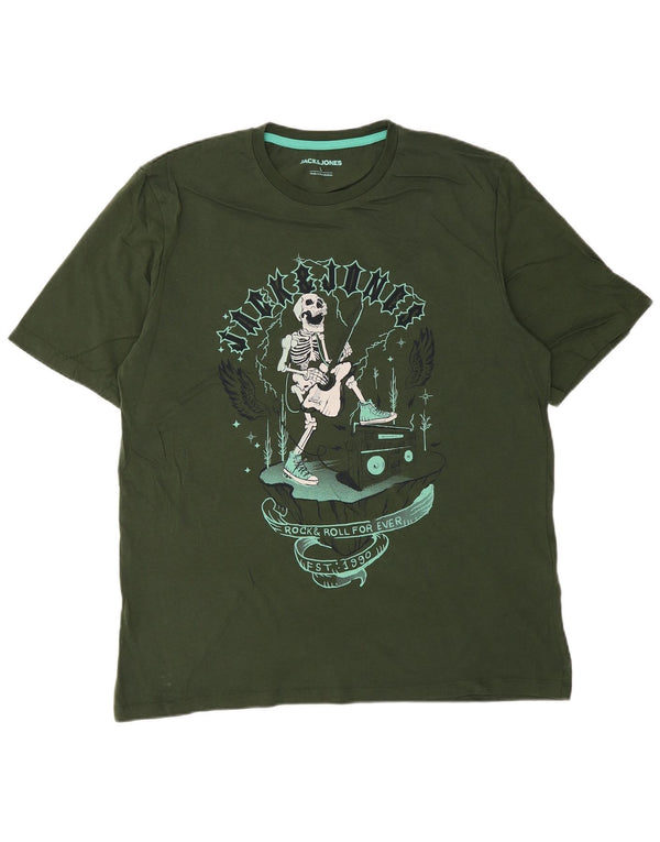 Jack & Jones Herre grafisk T-shirt Top Stor grøn bomuld