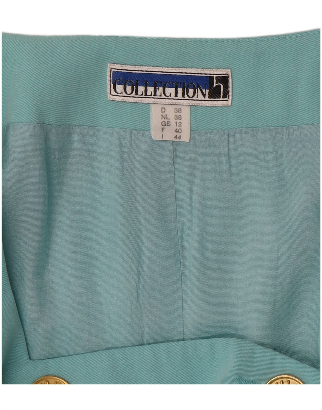 VINTAGE Womens Double Breasted Blazer Jacket UK 12 Medium Blue Viscose