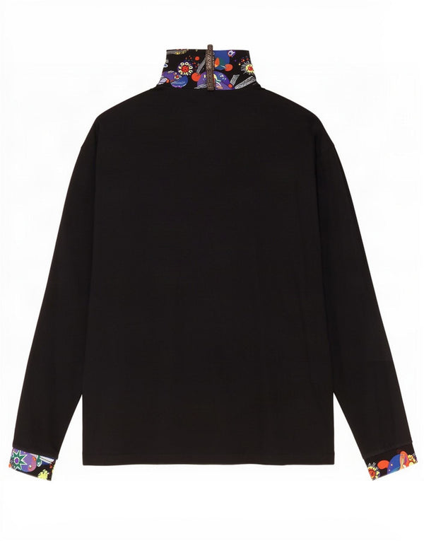Conte of Florence Dame Top Langærmet UK 16 Stor Sort Geometrisk