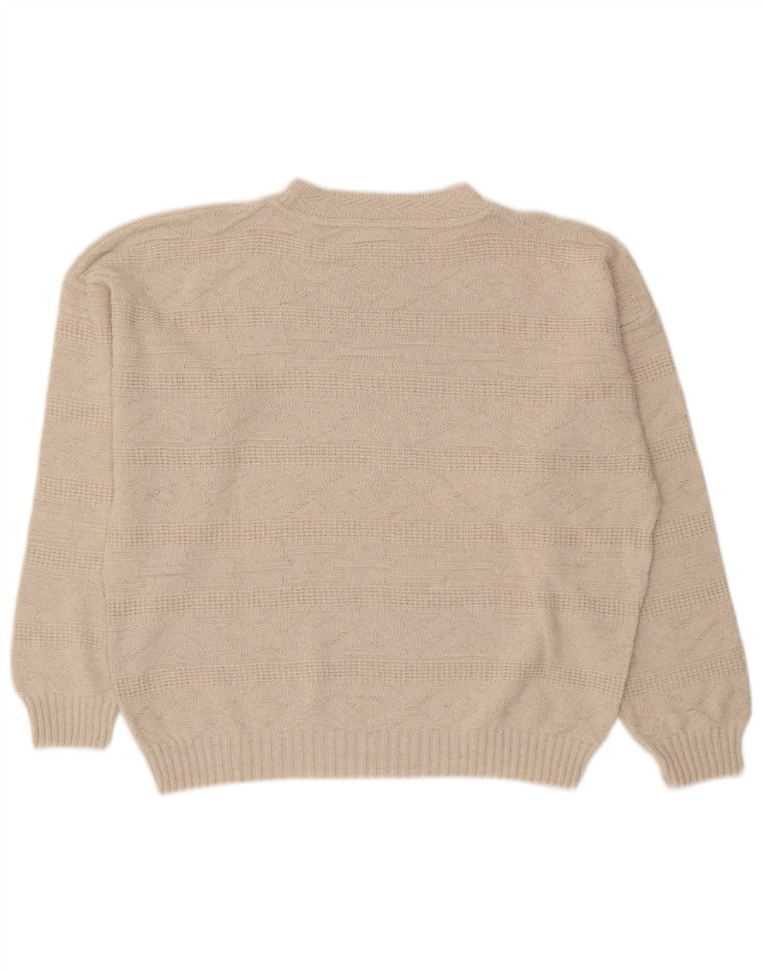 CENTRO MAGLIA Mens Crew Neck Jumper Sweater Medium Beige Acrylic