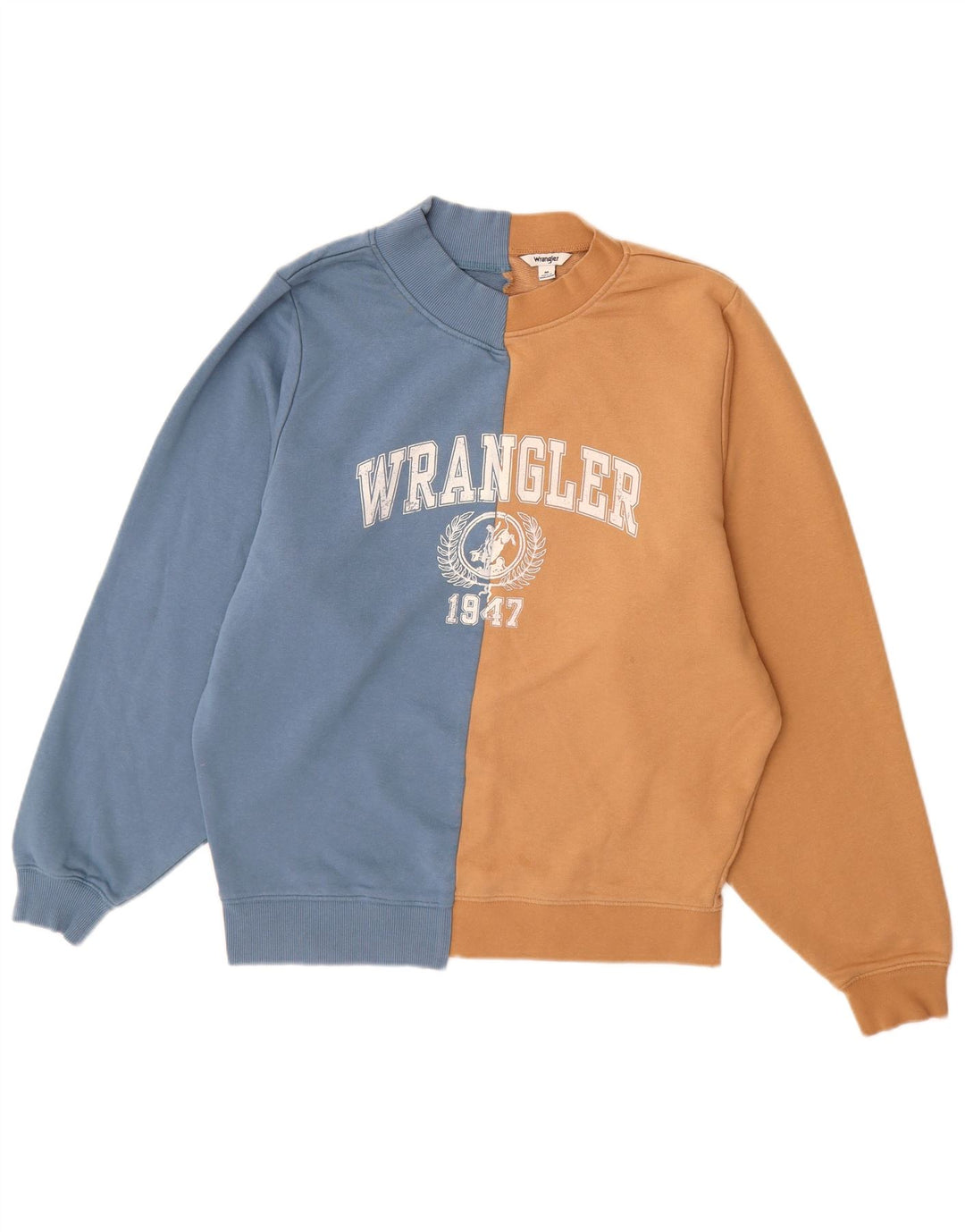 Wrangler Herre grafisk sweatshirt Jumper Medium Blue Colourblock Bomuld