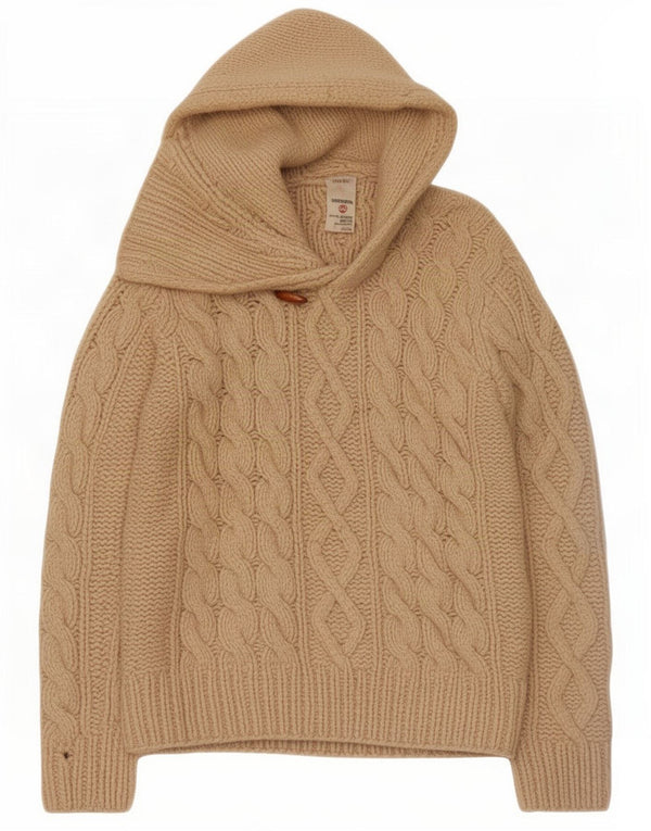 Timberland Womens Hooded Jumper Sweater UK 12 Medium Beige Wool