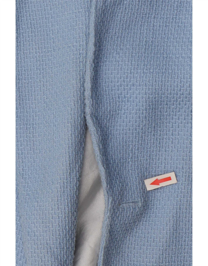 Zara Womens Open Blazer Jacket UK 10 Small Blue Cotton