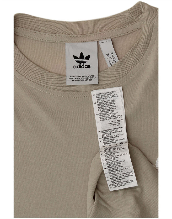 ADIDAS Mens T-Shirt Top Small Beige Cotton