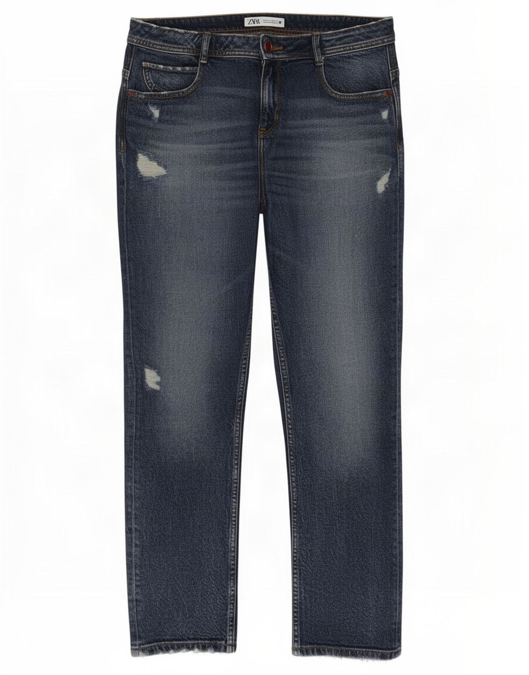 Zara Dame Distressed Slim Jeans EU 40 Medium W30 L28 Blå Bomuld