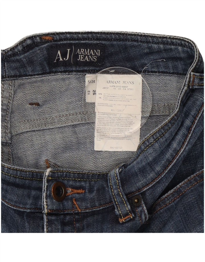 Armani Dame Grafiske Slim Jeans W26 L32 Marineblå Bomuld