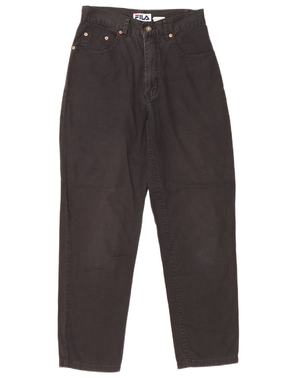 Fila Kvinder Højtaljet tilspidsede Jeans IT 42 Medium W26 L26 Sort Bomuld