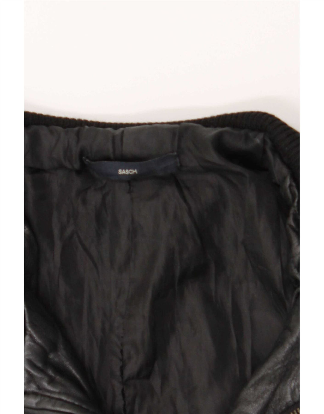Sasch Womens Crop Læderjakke UK 12 Medium Black