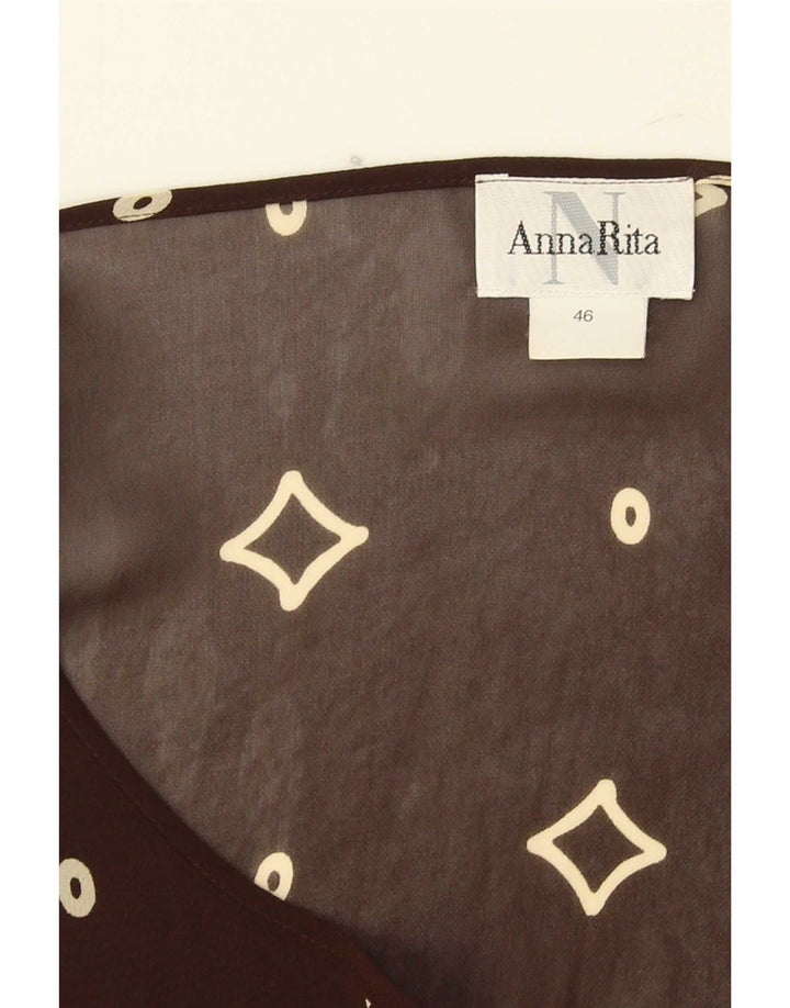 Vintage Dame Se Gennem A-Line Kjole IT 46 Stor Brun Geometrisk
