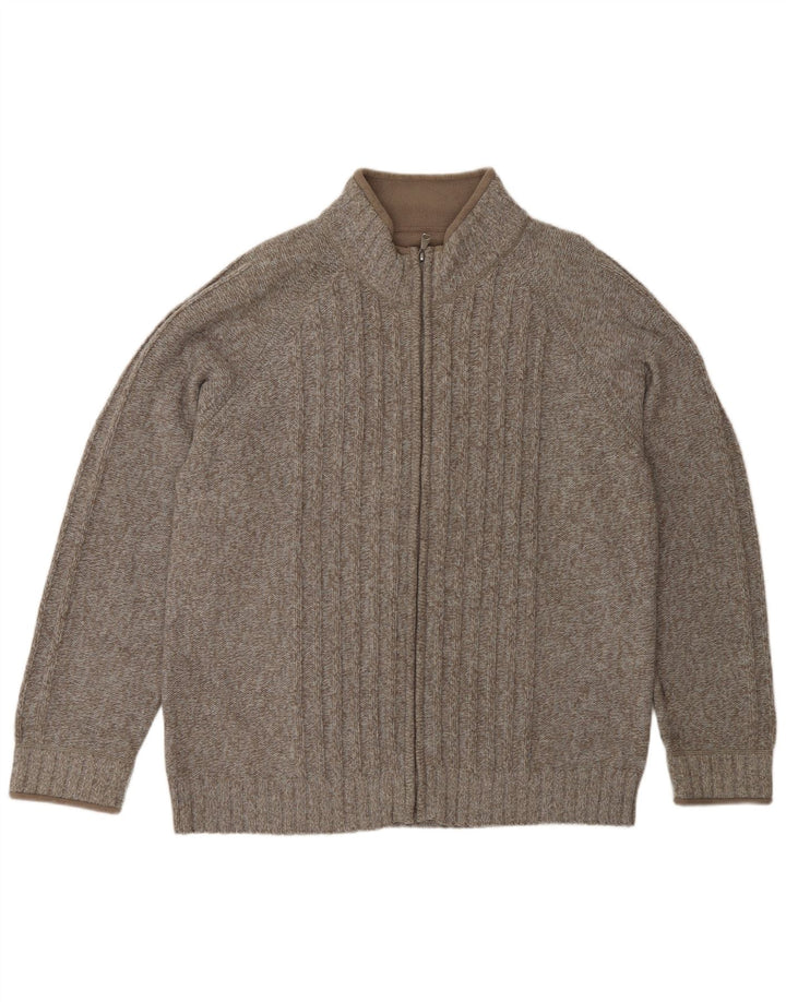 Marks & Spencer Herre Cardigan Sweater Stor brun Flecked Uld