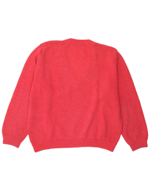 Sisley Womens Oversized V-hals sweater UK 14 Medium Pink