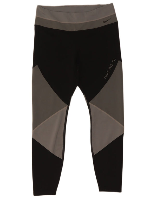 Nike Dame Dri Fit Crop Leggings UK 14 Stor flerfarvet Colourblock