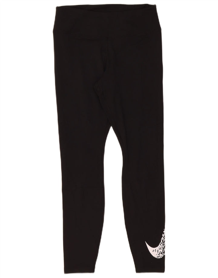 NIKE Dri Fit grafiske leggings til kvinder UK 12 Medium Black Polyester