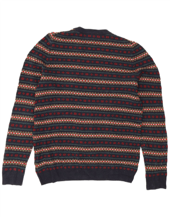 Marks & Spencer Herre sweater med rund hals, lille marineblå Fair Isle