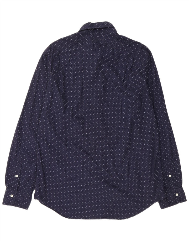 POLO RALPH LAUREN Herre Slim Fit skjorte XL Marineblå plettet bomuld