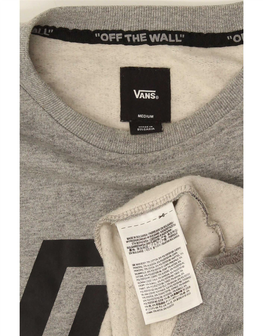 Vans Herre Grafisk Sweatshirt Jumper Medium Grå Bomuld