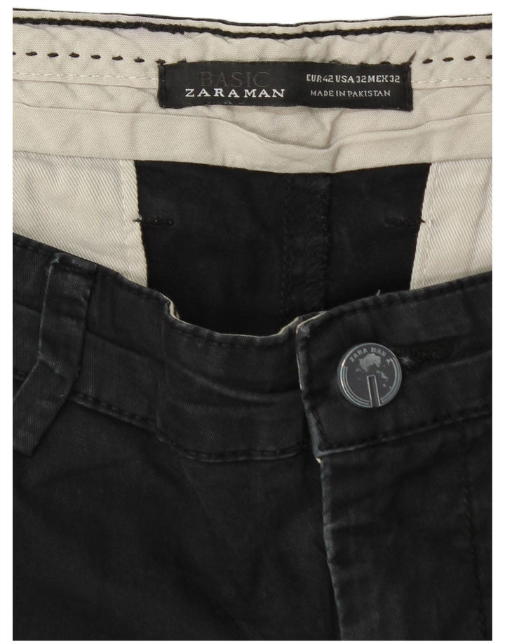 Zara Herre Slim Chino Bukser EU 42 Large W32 L33 Sort