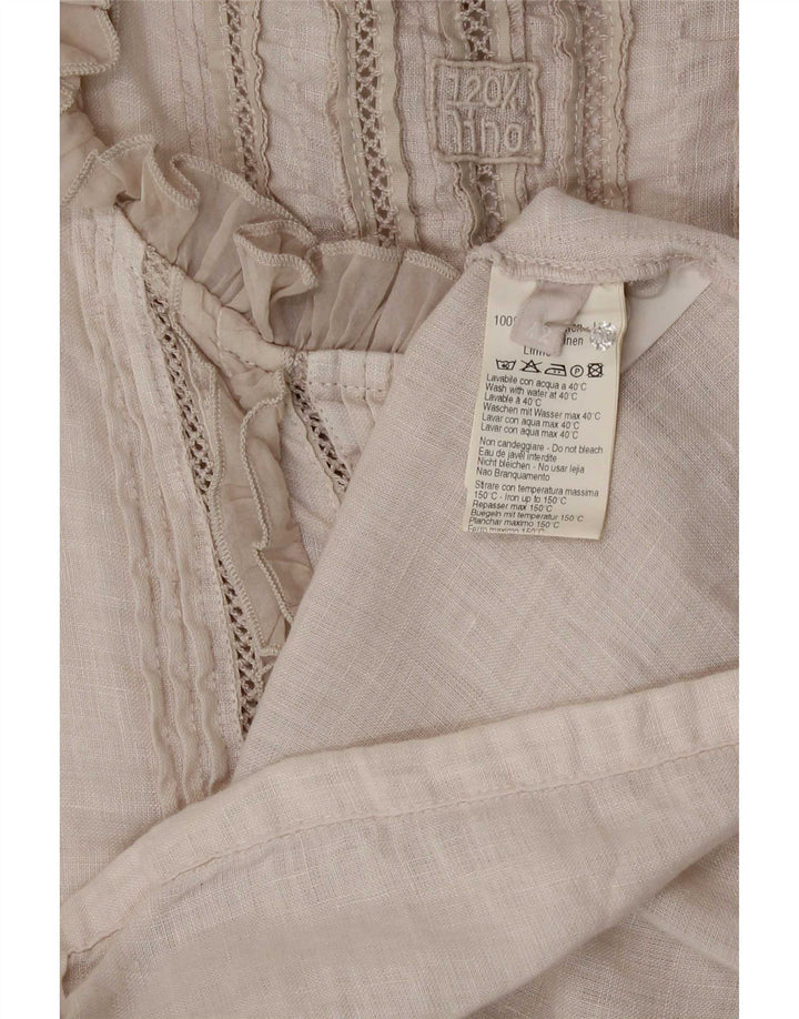 Vintage bluse til kvinder IT 42 mellemgrå hør