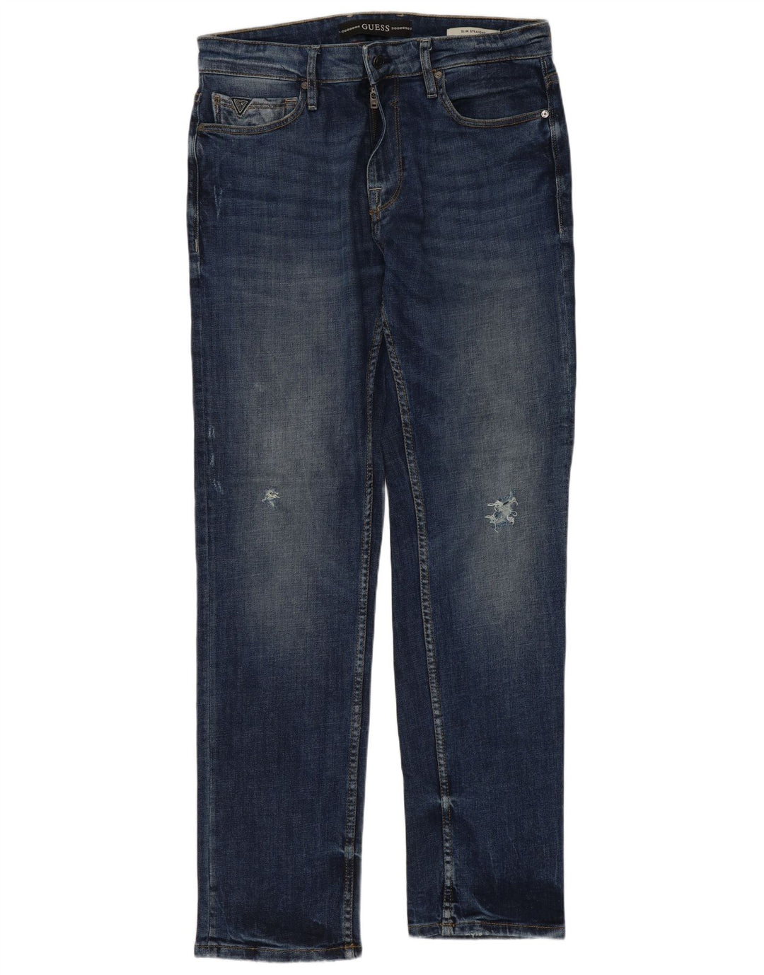 Guess Herre Distressed Slim Straight Jeans W33 L32 Blå