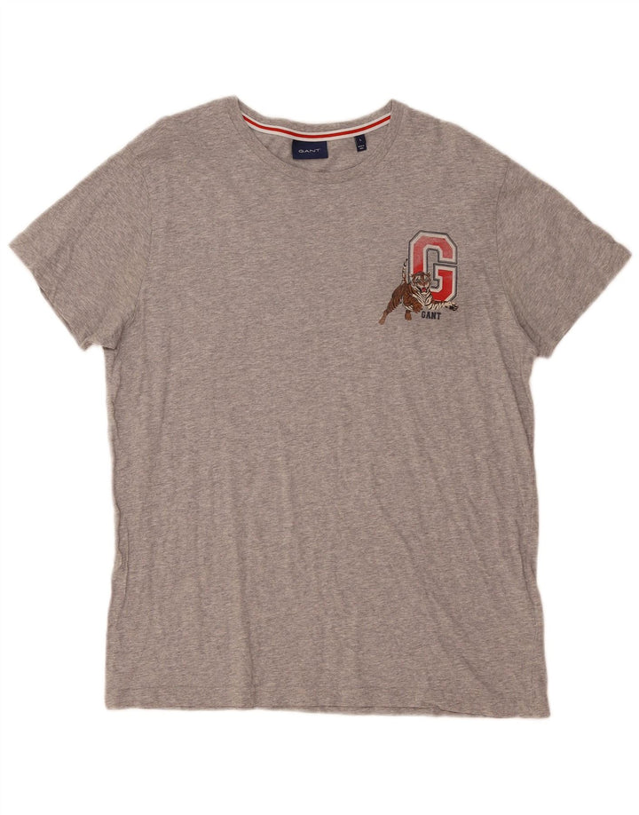 Gant Grafisk T-shirt top til mænd, stor grå bomuld