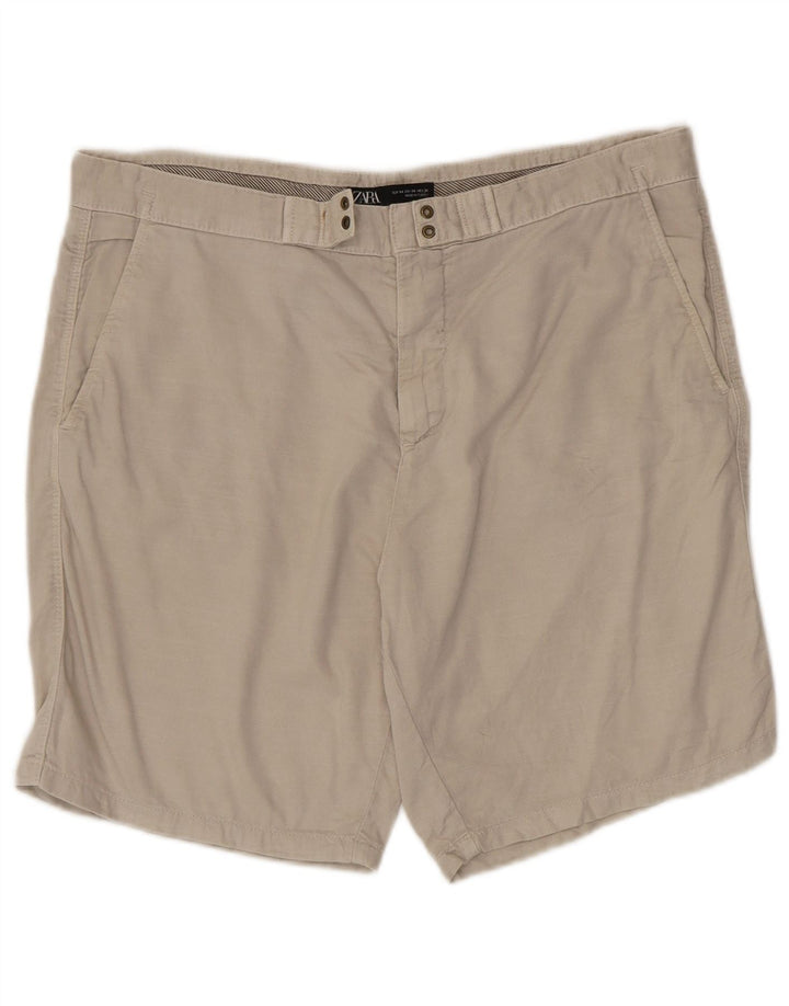 Zara Herre Chino Shorts EU 44 Large W34 Beige Bomuld