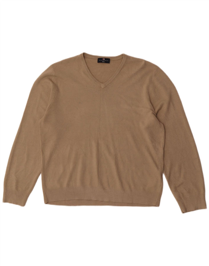 Marks & Spencer Herre Blue Harbor V-hals sweater XL Beige Akryl