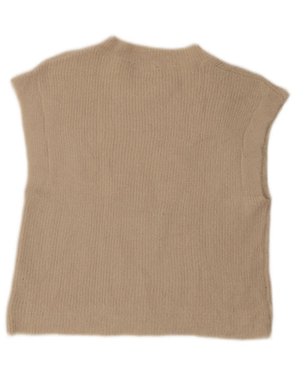 Zara Womens Crop Vest Tank Top UK 10 Small Beige Acryl