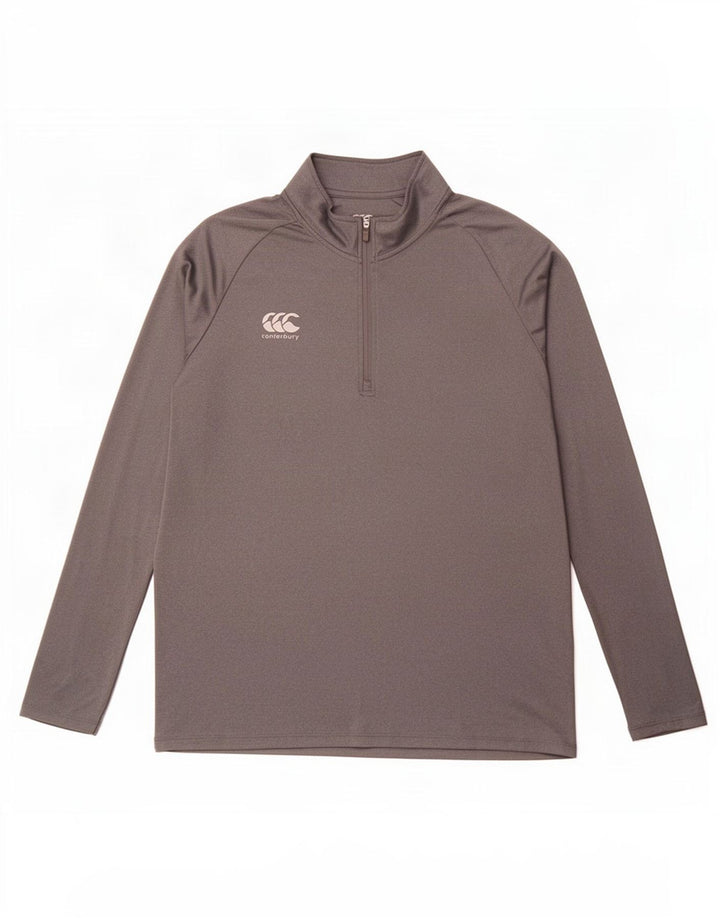 Canterbury Herre Zip Neck Pullover Træningsdragt Top Stor Grå Polyester