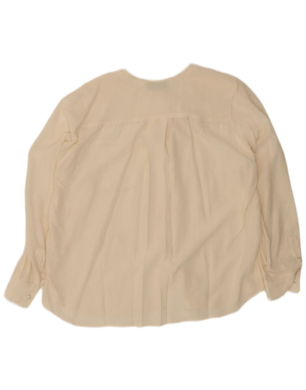 Vintage Dame Oversized Skjorte Bluse IT 50 XL Beige Silke