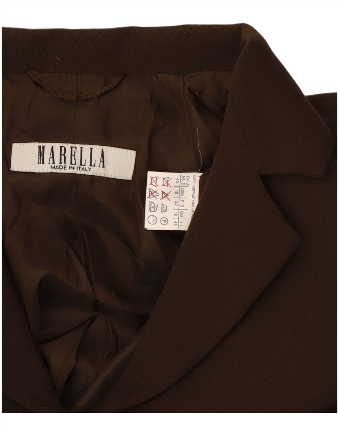 Marella Dame 4-knaps blazerjakke UK 12 Medium Brun Uld Klassisk