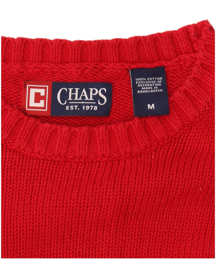 CHAPS Mens Crew Neck Jumper Sweater Medium Red Cotton