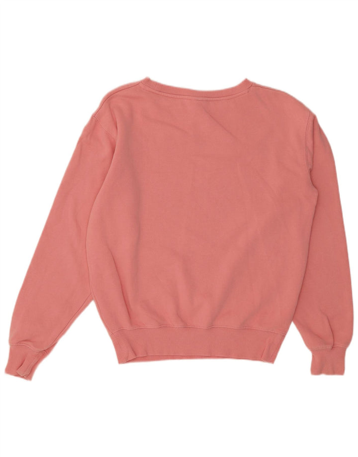 ELLESSE Dame Oversized grafisk sweatshirt Jumper UK 8 Small Pink Bomuld