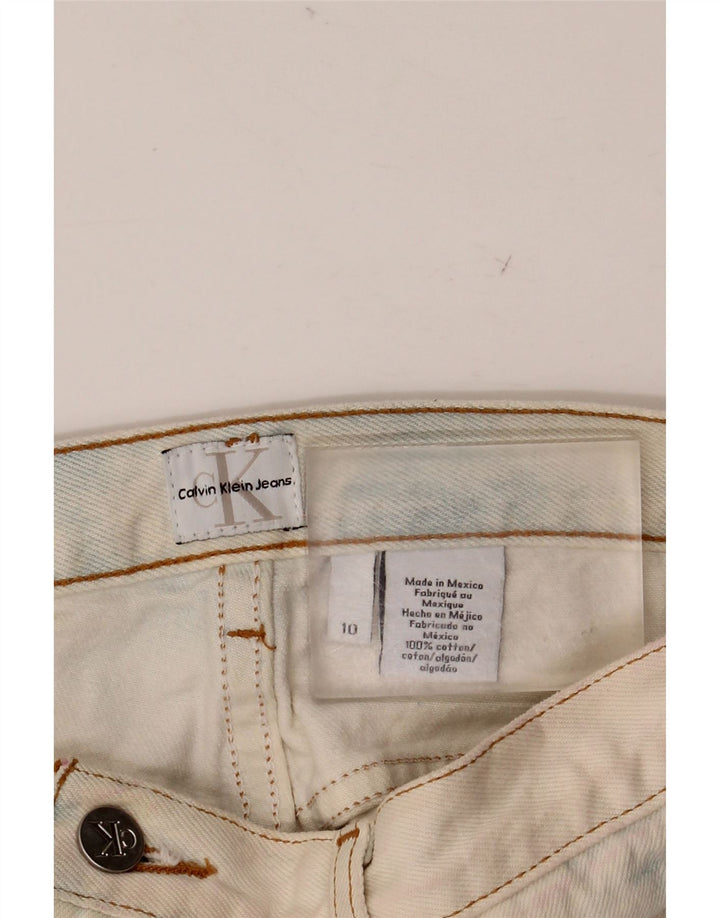 CALVIN KLEIN denimshorts til kvinder US 10 Large W32 Blue Tie Dye Bomuld