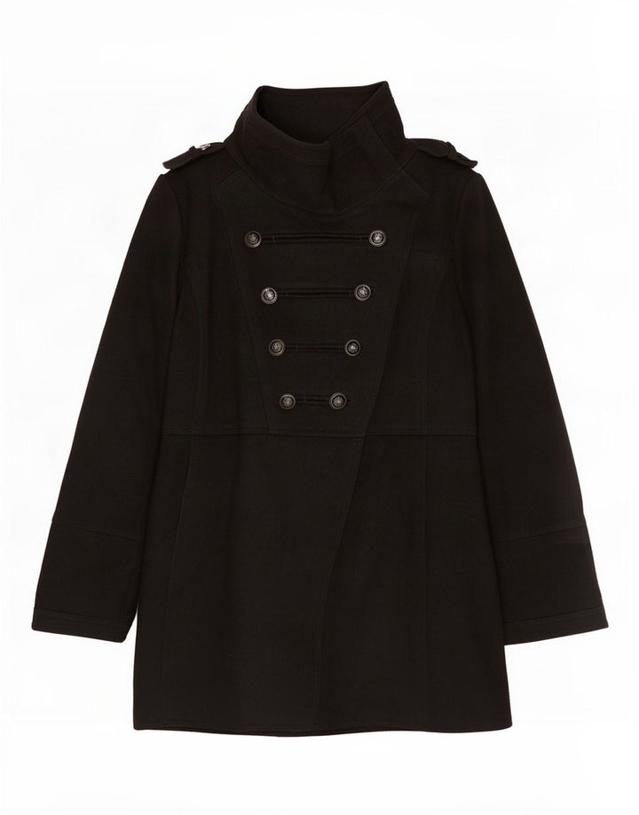 Zara Womens Military Pea Coat UK 16 Large Black Wool