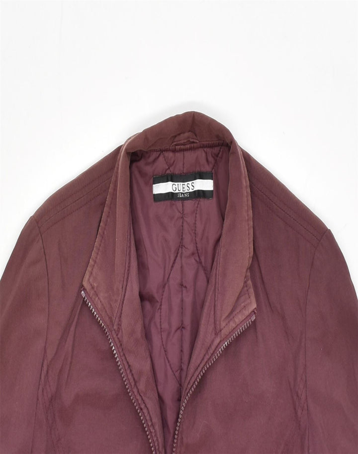 GUESS Womens Overcoat UK 10 Small Maroon Polyamide | Vintage | Thrift | Second-Hand | Used Clothing | Messina Hembry 
