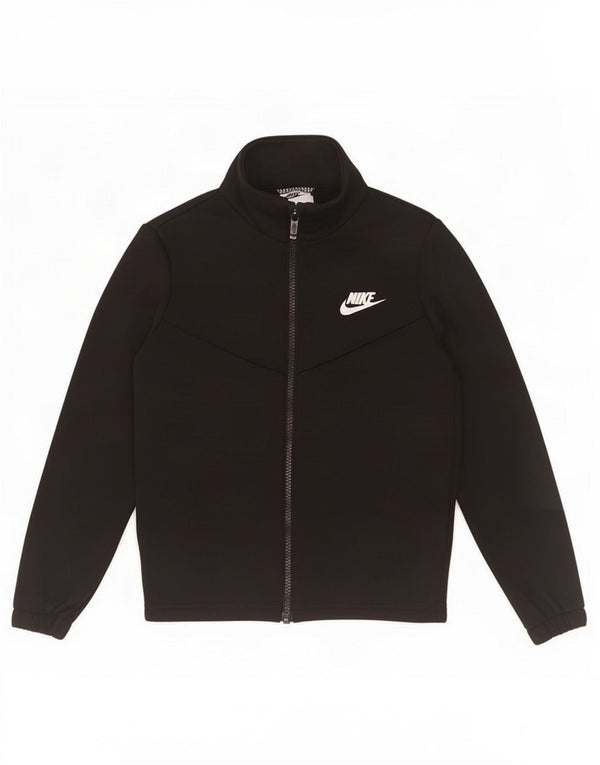 Nike Boys Graphic Tracksuit Top Jacket 8-9 Years Small Black Polyester