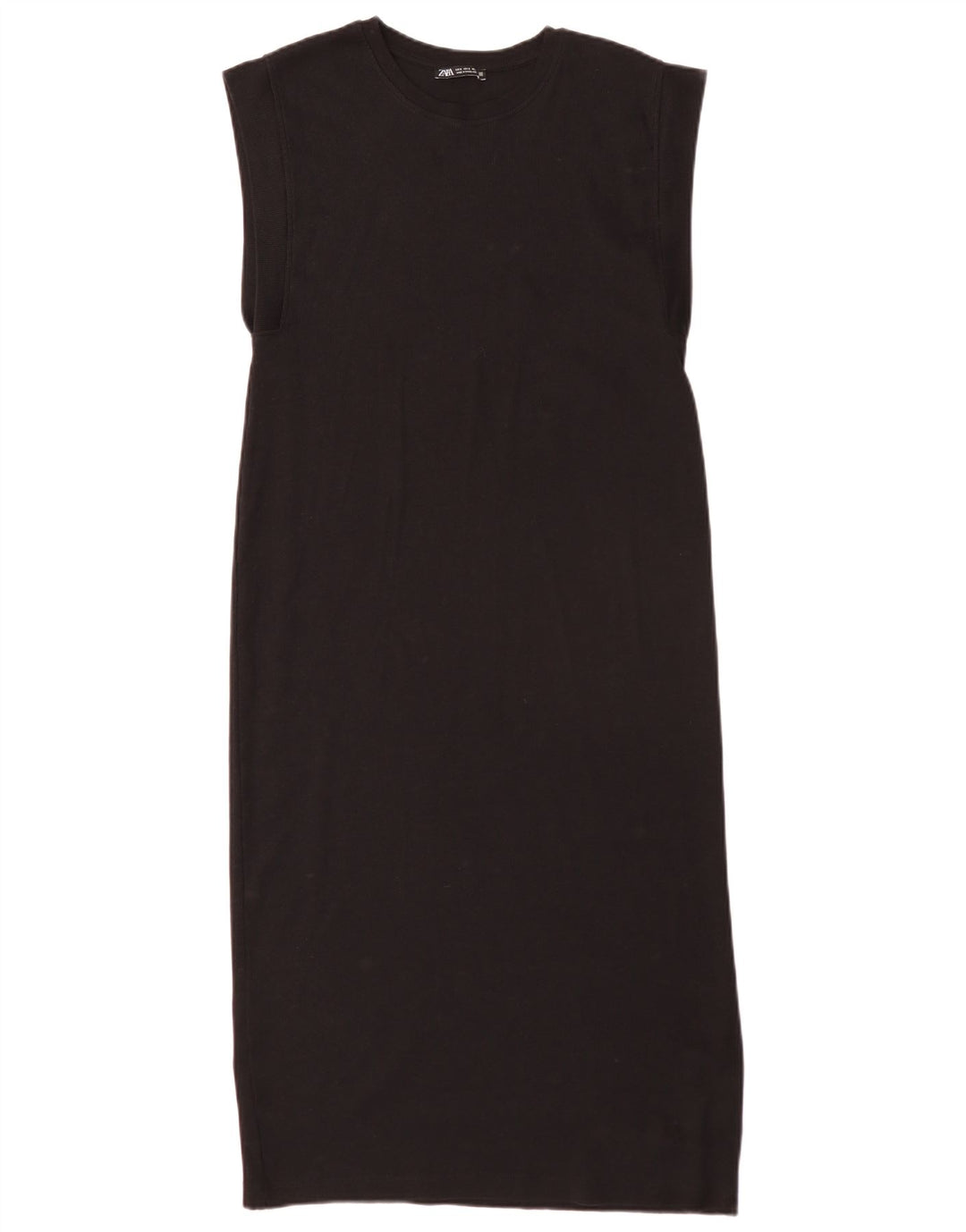 Zara Dame Ærmeløs Regular Shift Dress UK 10 Small Black Bomuld