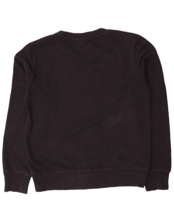 Champion Dame Grafisk Sweatshirt Jumper UK 14 Medium Sort Bomuld