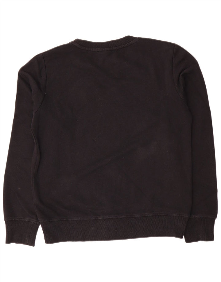 Champion Dame Grafisk Sweatshirt Jumper UK 14 Medium Sort Bomuld