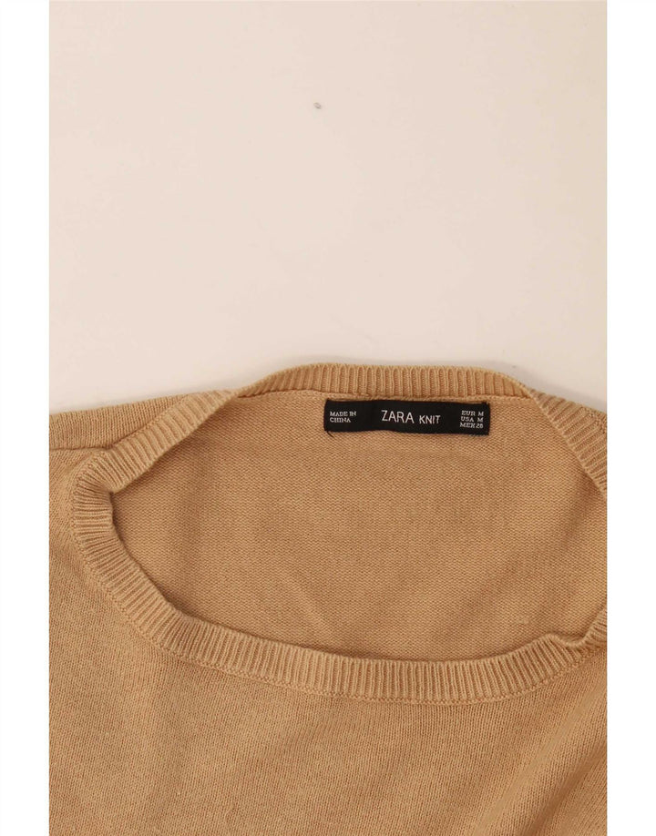 Zara Dame Oversized Crew Neck Jumper Sweater UK 14 Medium Beige