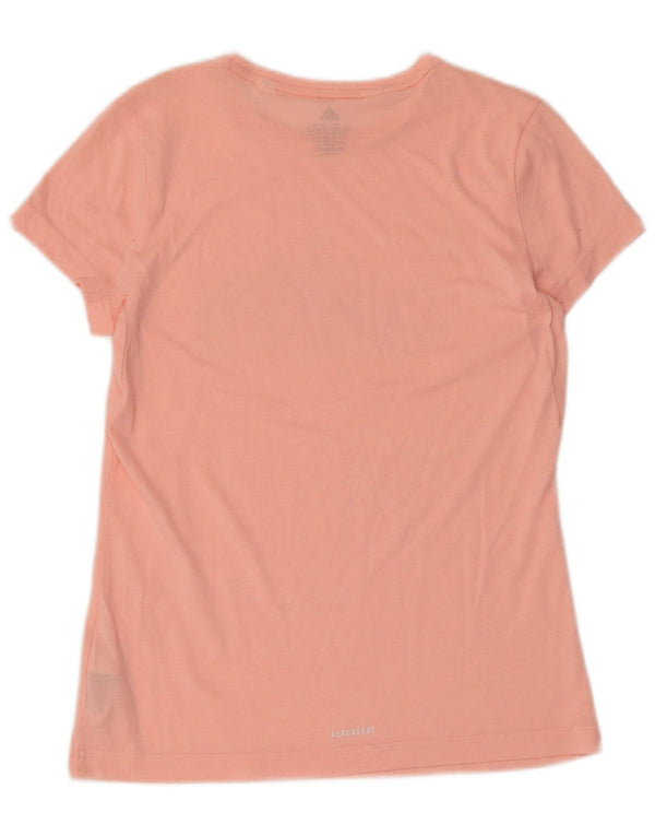 Adidas Girls Aeroready Graphic T-Shirt Top 14-15 Years Pink Polyester