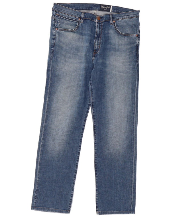 WRANGLER Herre Arizona Straight Jeans W38 L32 Blå Bomuld