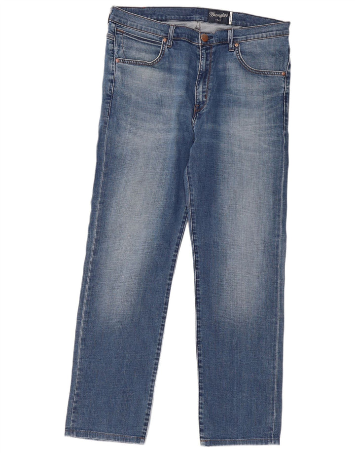 WRANGLER Herre Arizona Straight Jeans W38 L32 Blå Bomuld