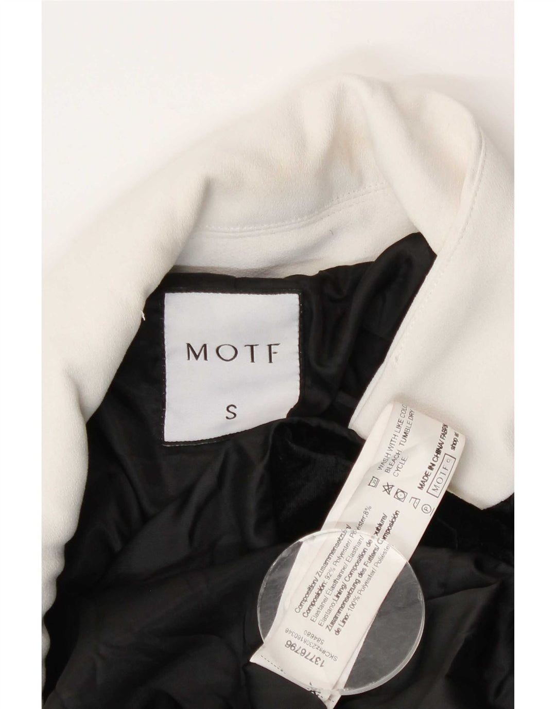 Motf Dame Velour Dobbeltradet Frakke UK 10 Small Black Colourblock