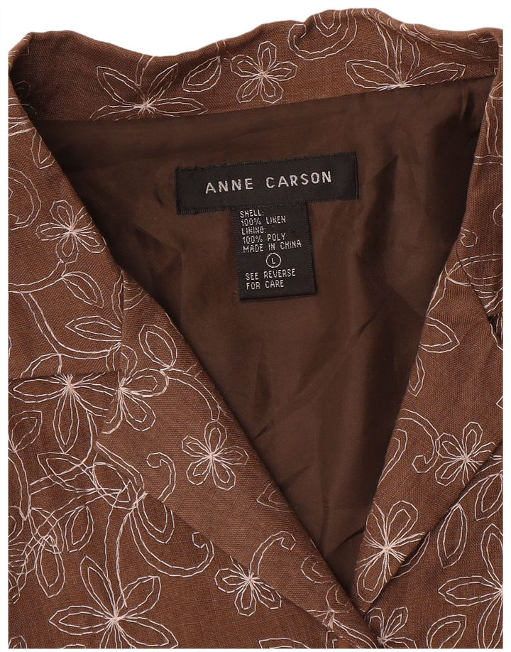 Anne Carson Dame 3/4-ærmet blazerjakke UK 16 Large Brown Floral